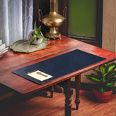Navy Blue Bonded Leather No Core Rollable Desk Mat, 32 x 15